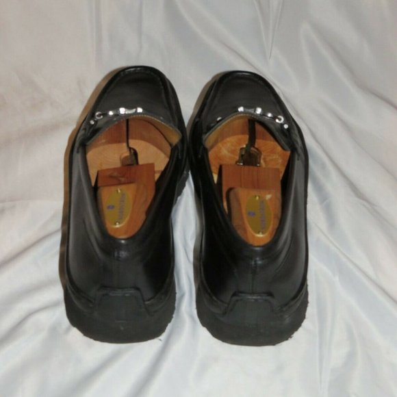 Salvatore Ferragamo Black Leather Vibram Gancini Horsebit Loafers 9D main image 4